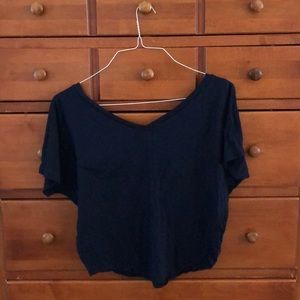 Blue V-neck short shirt